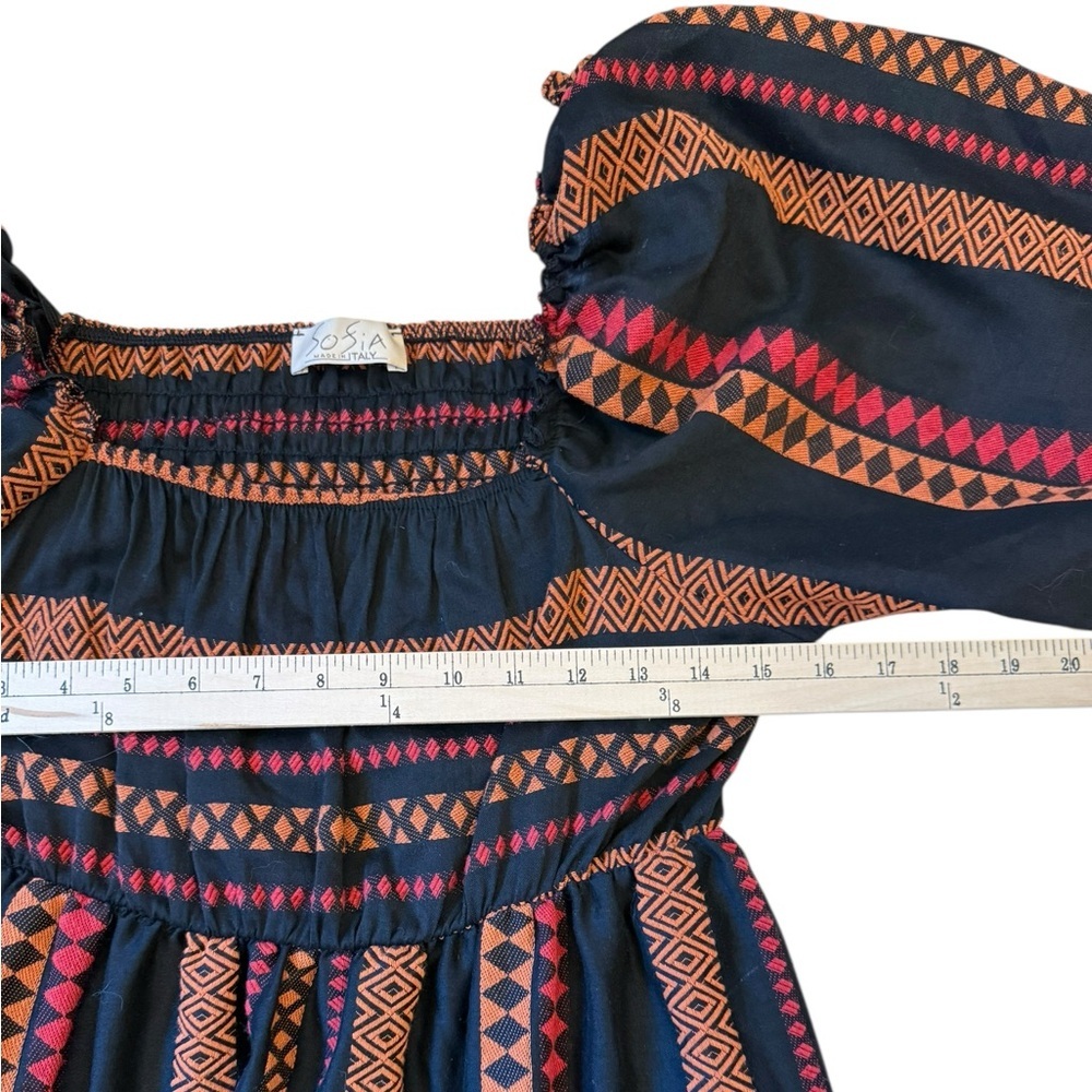 Sofia Cabo Mini Dress Long Sleeves Jacquard Woven Fabric Smocked Fall One Size - Picture 3 of 9